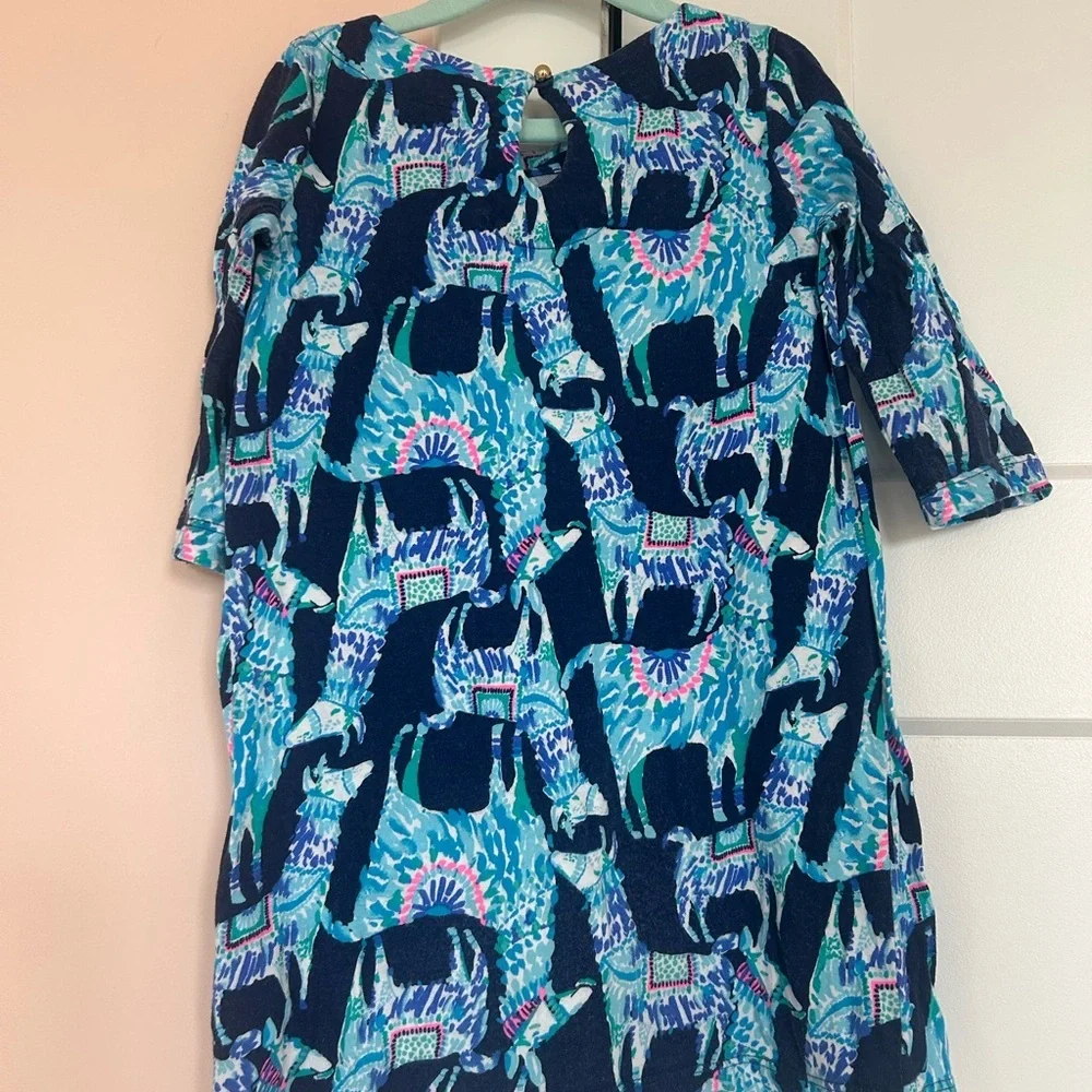 Lilly Pulitzer Girls Dress Alpaca My Bags Kids Size 4/5 Navy Cotton